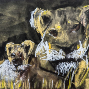 图画 标题为“lion and cub” 由Terri, 原创艺术品, 其他