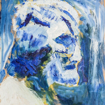Ζωγραφική με τίτλο "blue man" από Terri, Αυθεντικά έργα τέχνης, Λάδι