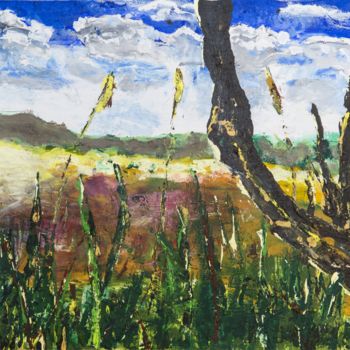 Painting titled "Jeans field" by Terri, Original Artwork, Acrylic