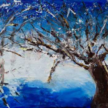 Painting titled "Icy trees" by Terri, Original Artwork, Acrylic