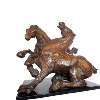 Sculpture titled "Chevaux II" by Agnès Aubert, Original Artwork, Bronze
