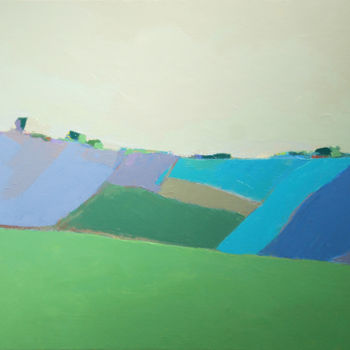 Peinture intitulée "Paysage bleu" par Agnès Cellérier, Œuvre d'art originale, Huile Monté sur Châssis en bois