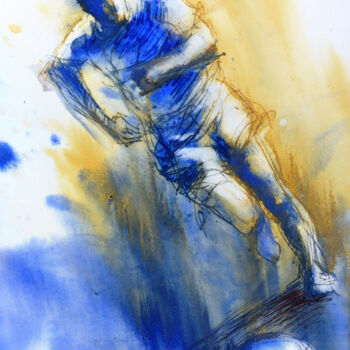Pintura titulada "... et il entre dan…" por Agnès Grégis (Au pinceau dansant), Obra de arte original, Acuarela