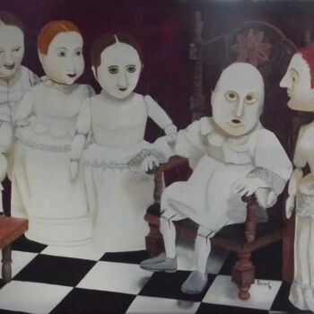 Painting titled ""LE MALADE IMAGINAI…" by Agnes Jouart, Original Artwork, Oil Mounted on Wood Stretcher frame