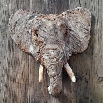 Sculpture titled "Elephant" by Agnès Raczynska, Original Artwork, Clay
