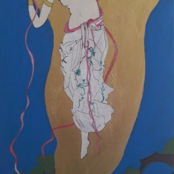 Malerei mit dem Titel "la déesse du volcan…" von Agnes Rolin, Original-Kunstwerk, Acryl