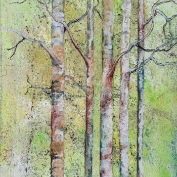 Painting titled "forêt verte" by Agnes Rolin, Original Artwork, Acrylic Mounted on Wood Stretcher frame