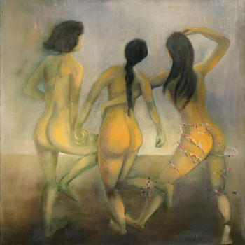 Peinture intitulée "les 3 grâces" par Agnes Rolin, Œuvre d'art originale, Acrylique Monté sur Châssis en bois