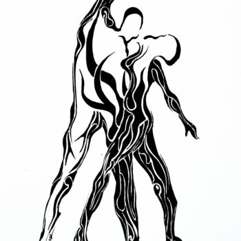 Рисунок под названием "duo" - Agnès Séauve, Подлинное произведение искусства