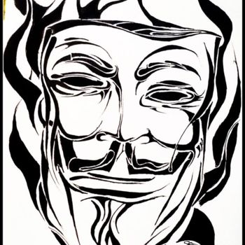 Zeichnungen mit dem Titel "Anonyme" von Agnès Séauve, Original-Kunstwerk, Marker