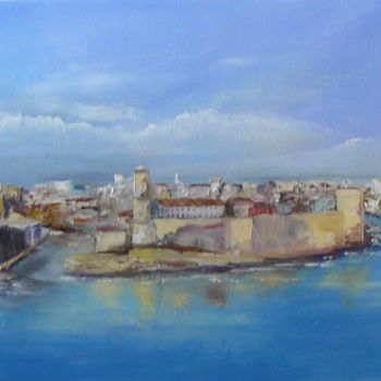 Painting titled "Marseille l'entrée…" by Agnès Tassara, Original Artwork, Oil
