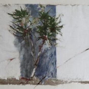 Peinture intitulée "La vie des palmiers…" par Agnès Vandermarcq, Œuvre d'art originale, Tempera