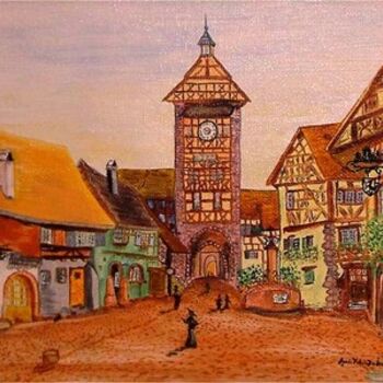 Painting titled "Riquewihr" by Agnès Velten Deiber, Original Artwork