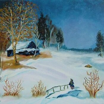 Painting titled "Douce neige" by Agnès Velten Deiber, Original Artwork