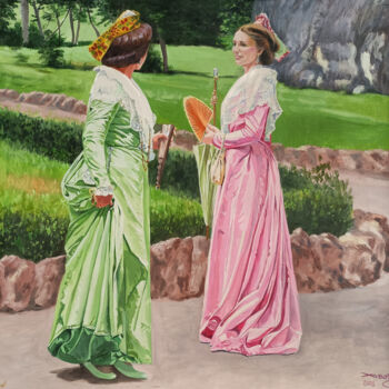 Pintura intitulada "Deux  arlésiennes r…" por Agnès Borg-Burglen, Obras de arte originais, Óleo