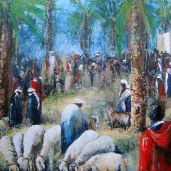 Pittura intitolato "Marché de Douz" da Agnes Corre, Opera d'arte originale, Olio