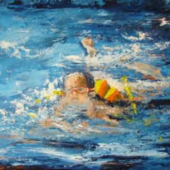 Pintura intitulada "Jeux d'eau 5" por Agnes Corre, Obras de arte originais, Óleo