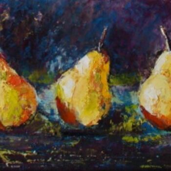 Schilderij getiteld "Poires" door Agnes Corre, Origineel Kunstwerk, Olie