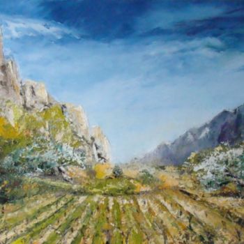 Painting titled "Paysage du sud" by Agnes Corre, Original Artwork, Oil