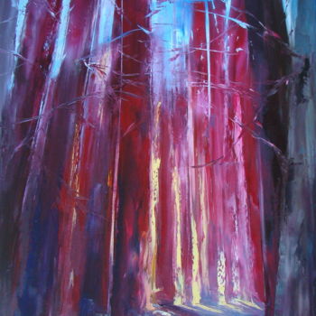 Painting titled "SOUS BOIS ROUGOYANT" by Agnes Corre, Original Artwork