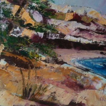 Painting titled "CALANQUE" by Agnes Corre, Original Artwork, Oil