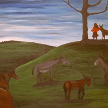 Peinture intitulée "Le pré de l'âne" par Agnès Dubois-Bourel, Œuvre d'art originale