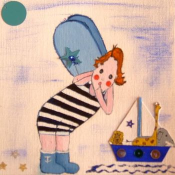Peinture intitulée "petit navire" par Agnès Dubois-Bourel, Œuvre d'art originale