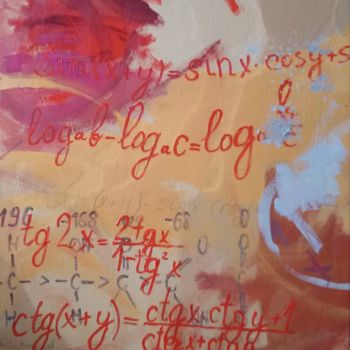 Pittura intitolato "Trigonometrija rīta…" da Agnese Brūvere-Alpe, Opera d'arte originale, Acrilico Montato su Telaio per bar…