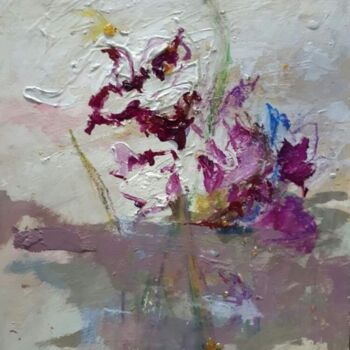 Painting titled "Flowers" by Agnese Brūvere-Alpe, Original Artwork, Acrylic Mounted on Cardboard