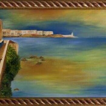 Painting titled "Tramonto idruntino" by Agnese Bascià, Original Artwork, Oil