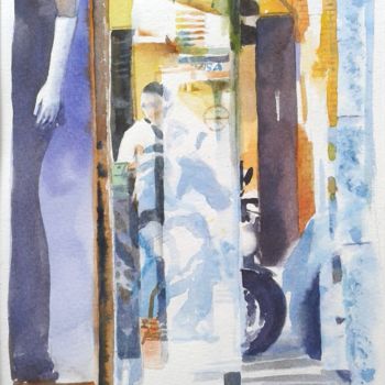 Peinture intitulée "trafic.jpg" par Agnès Laribi-Frossard, Œuvre d'art originale, Aquarelle