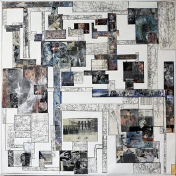 Pintura titulada "Collage sans titre…" por Agnès M, Obra de arte original, Oleo