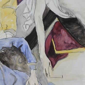Картина под названием "D'après Rogier Van…" - Agnès M, Подлинное произведение искусства, Масло