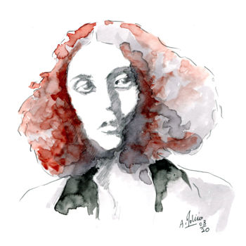 Disegno intitolato "Doute" da Agnès Molinaro, Opera d'arte originale, Inchiostro