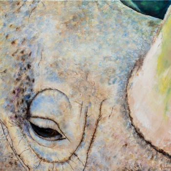 Картина под названием "Rhinocéros" - Agnès Vangell, Подлинное произведение искусства, Масло
