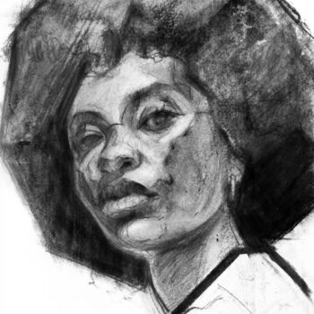 Zeichnungen mit dem Titel "Portrait of Aisha" von Agnieshka Siwek, Original-Kunstwerk, Kohle