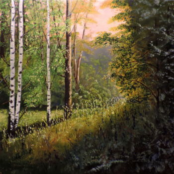 Painting titled "Forest" by Agnieszka Janik, Original Artwork, Oil