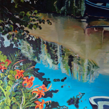 "Canal de l'Ourthe" başlıklı Tablo Agnieszka Rozek tarafından, Orijinal sanat, Petrol
