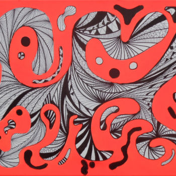 Dibujo titulada "N-PO3" por Agnieszka Rozek, Obra de arte original, Pigmentos Montado en Bastidor de camilla de madera