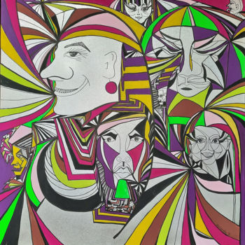 Malerei mit dem Titel "Carnaval" von Agnieszka Rozek, Original-Kunstwerk, Marker