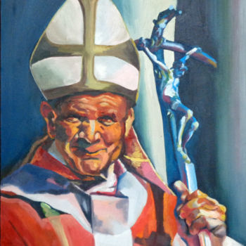 Peinture intitulée "Jean-Paul II" par Agnieszka Rozek, Œuvre d'art originale, Huile