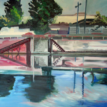 Painting titled "Entre Le Pont Van P…" by Agnieszka Rozek, Original Artwork, Oil