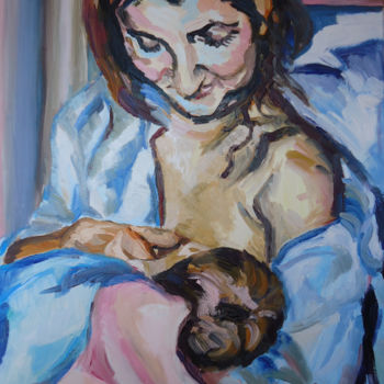 Pintura intitulada "Autoportrait - La m…" por Agnieszka Rozek, Obras de arte originais, Óleo