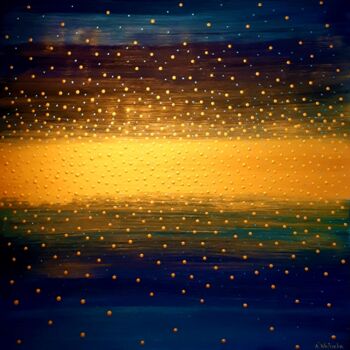 Painting titled "Stellar Seeds" by Agnieszka Wójcicka, Original Artwork, Acrylic Mounted on Wood Stretcher frame