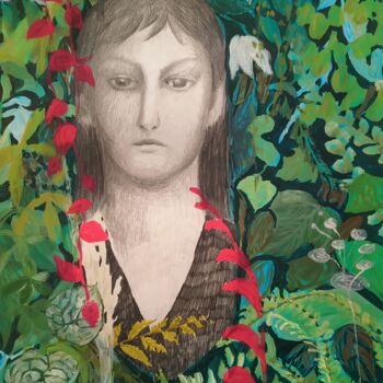 Peinture intitulée "Alice au pays de me…" par Agnieszka Zuchowska, Œuvre d'art originale, Gouache
