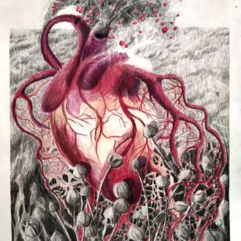 图画 标题为“Cœur terre arbre de…” 由Agnieszka Zuchowska, 原创艺术品, 石墨
