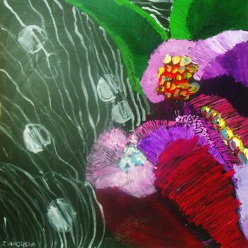 Pintura titulada "Tropical flowers." por Agnieszka Zuchowska, Obra de arte original, Acrílico