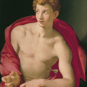 Schilderij getiteld "Saint Sébastien" door Agnolo Bronzino, Origineel Kunstwerk, Olie