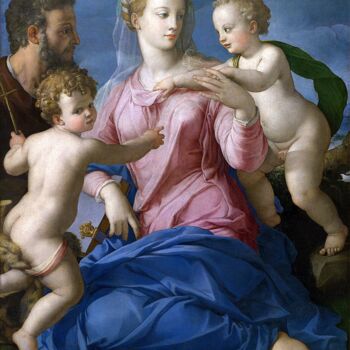Painting titled "La Sainte Famille a…" by Agnolo Bronzino, Original Artwork, Oil