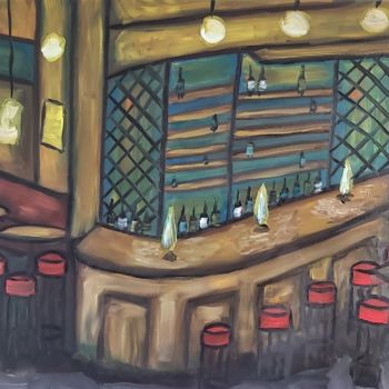 Painting titled "Bar No.2" by Aleksandar Goldbeck, Original Artwork, Oil